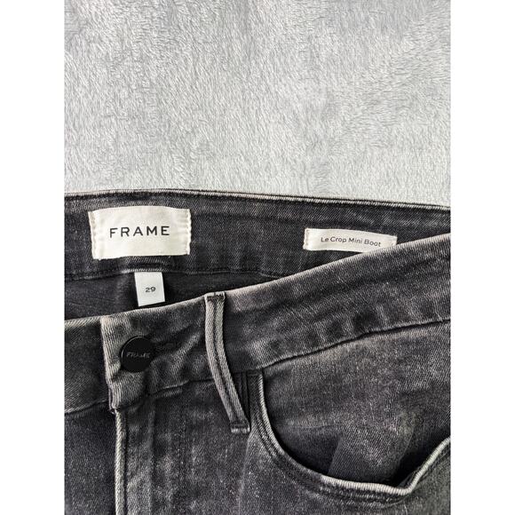 FRAME Le Crop Mini Boot Jeans – Faded Black – Frayed Hem – Size 29 - Picture 5 of 6